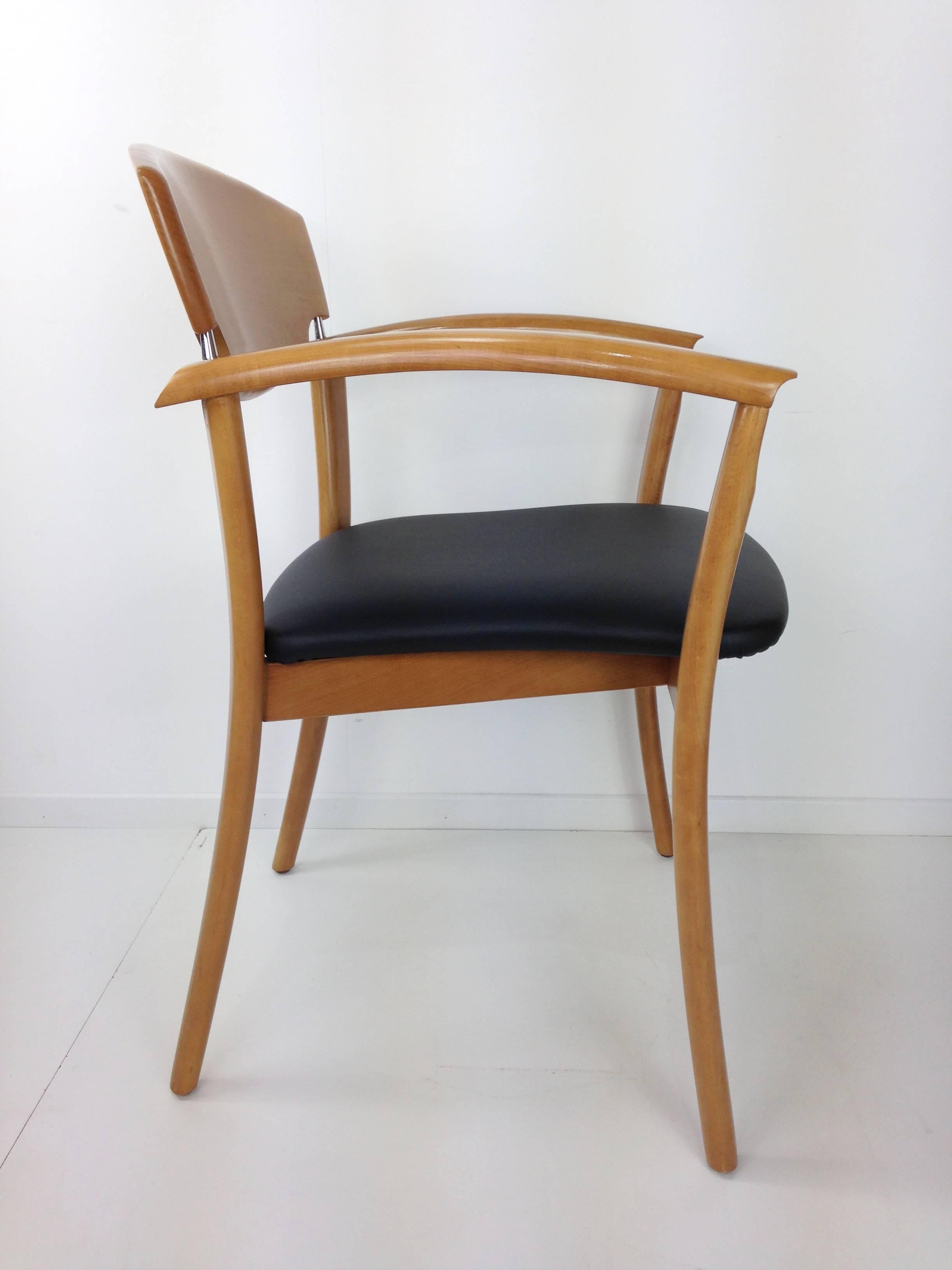 Set of Six Wooden Design of the 1980s Dining Armchairs 1