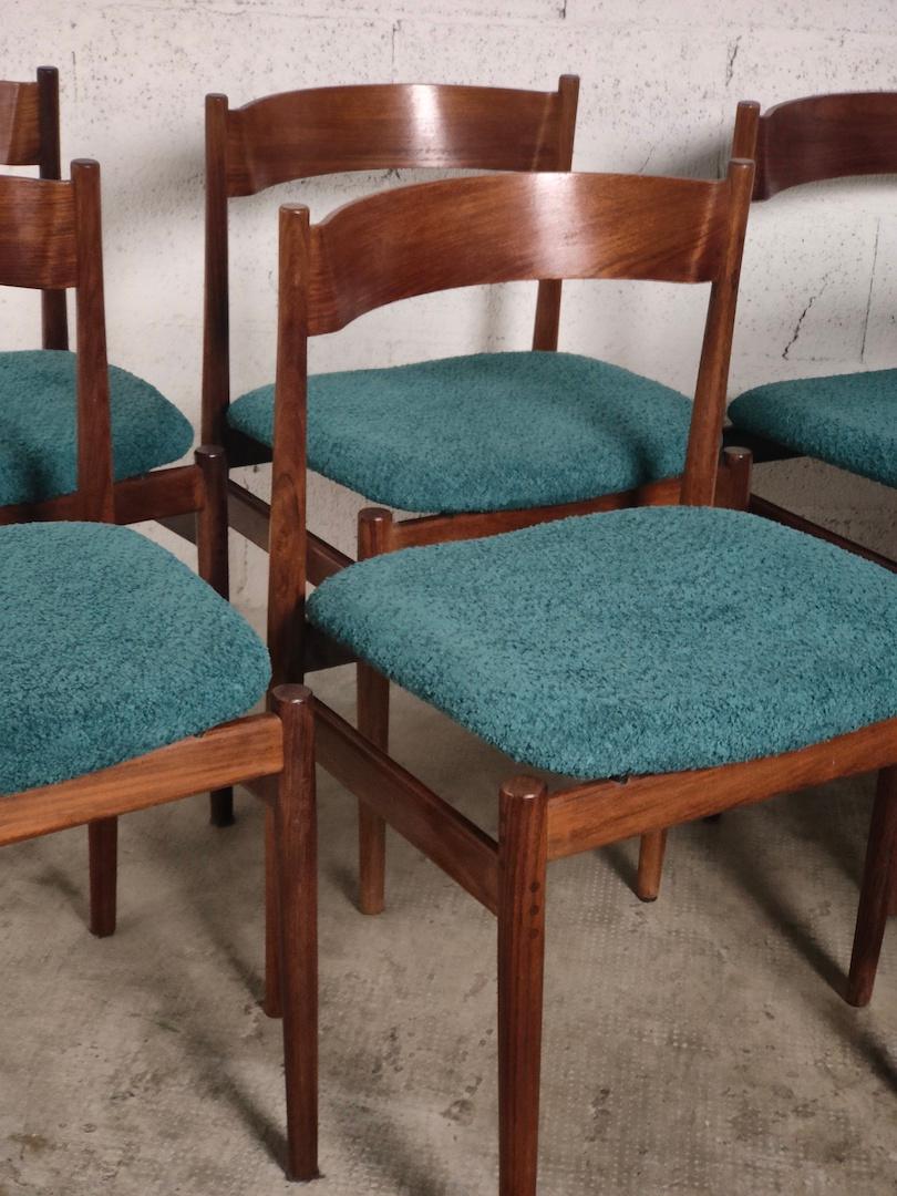 Italian Set of 6 Wooden Dining Chairs 107 Model by Gianfranco Frattini for Cassina 60s