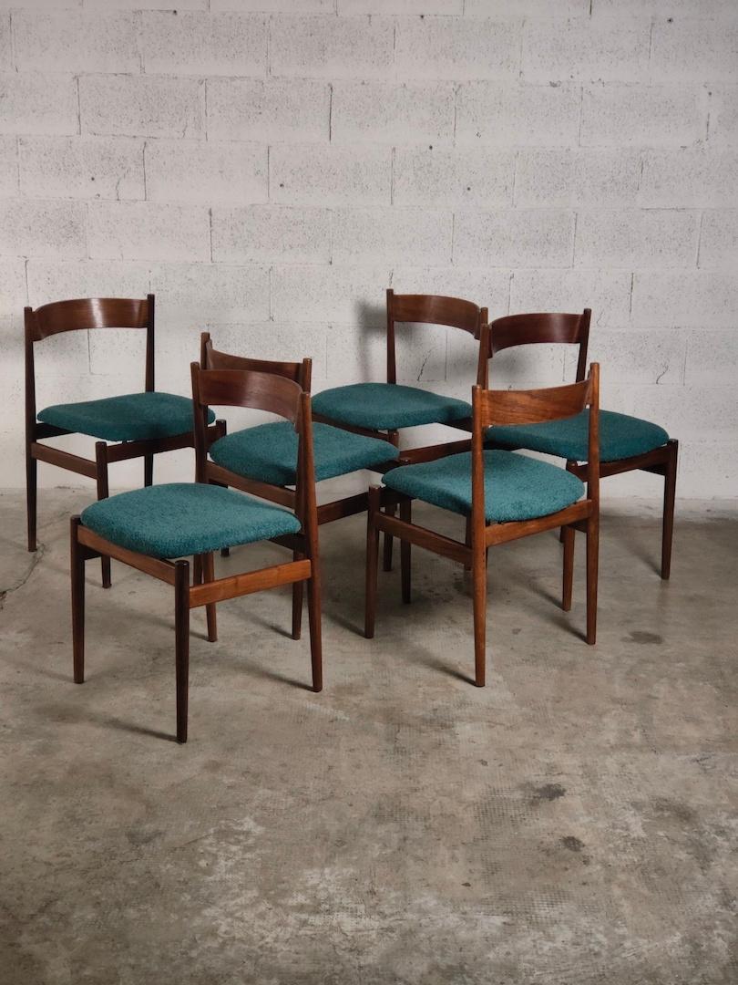 Set of 6 Wooden Dining Chairs 107 Model by Gianfranco Frattini for Cassina 60s In Good Condition In Padova, IT