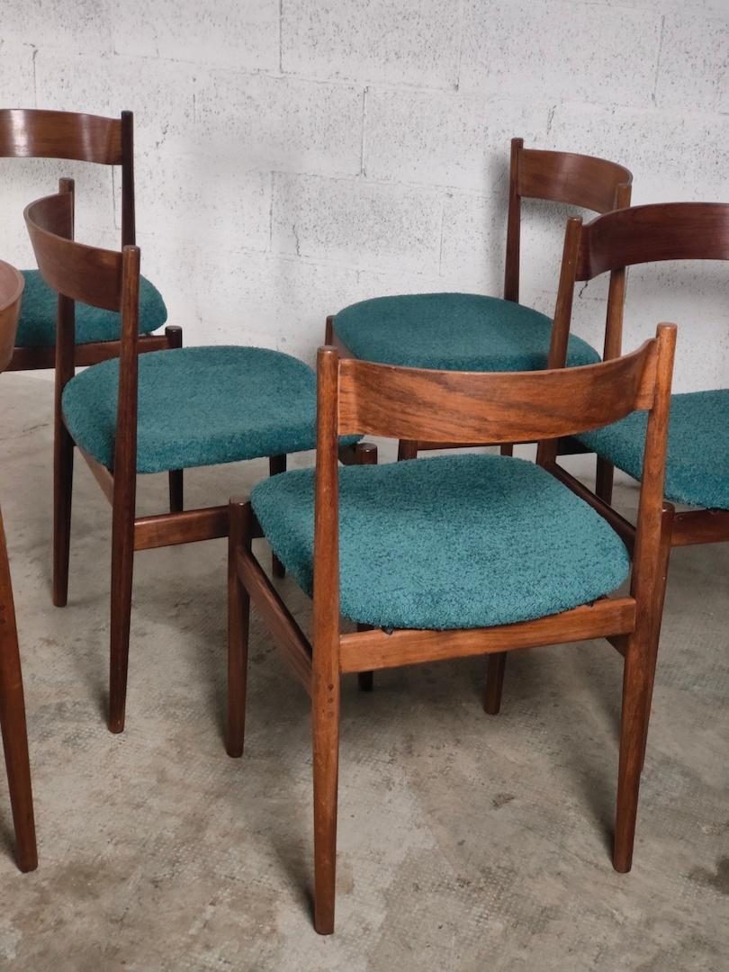 Mid-20th Century Set of 6 Wooden Dining Chairs 107 Model by Gianfranco Frattini for Cassina 60s
