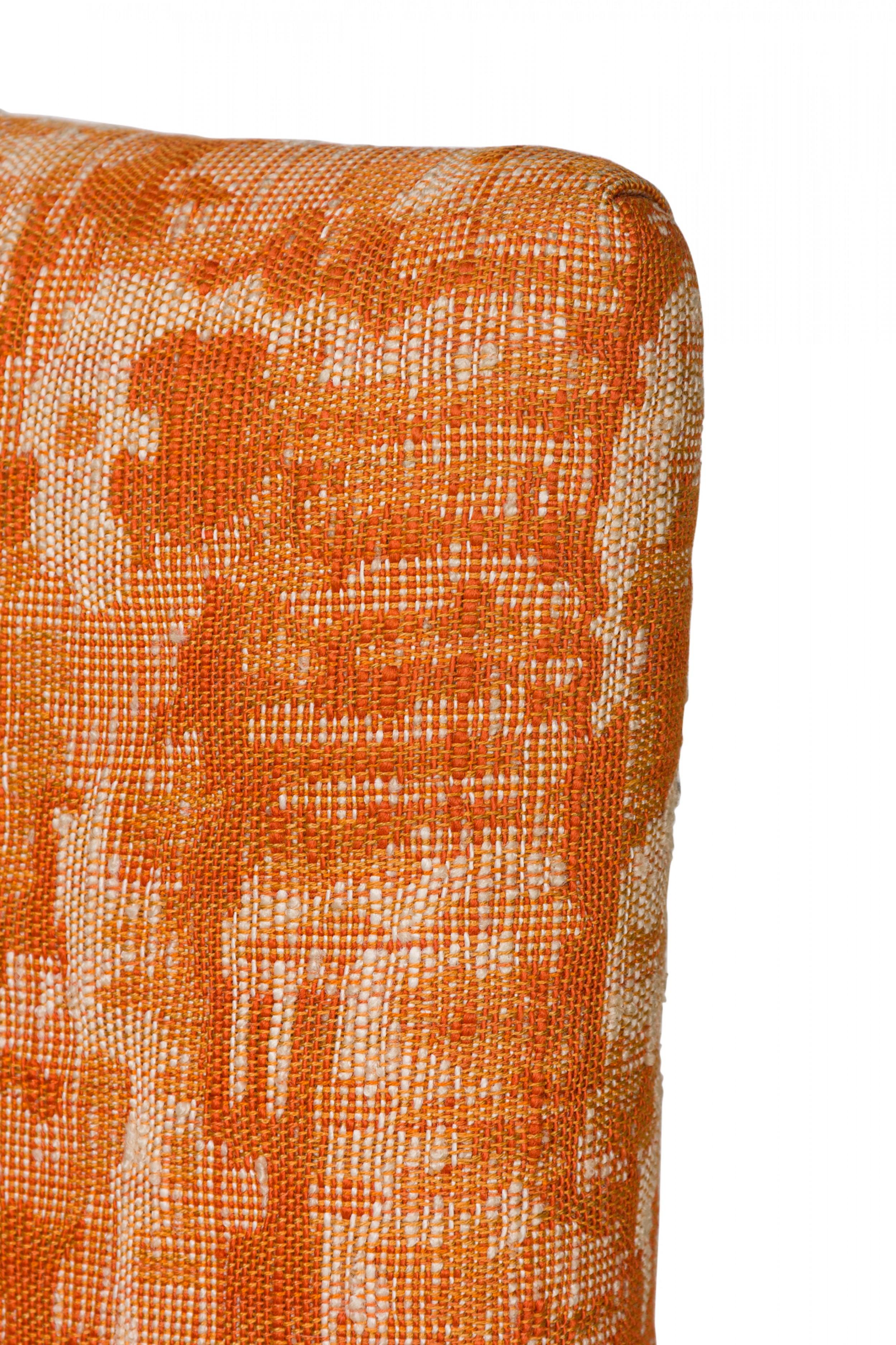 Set di 6 sedie da pranzo in legno con rivestimento astratto beige/arancio in vendita 3