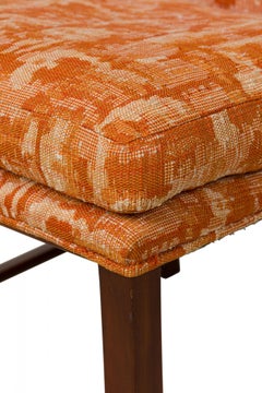 Set of 6 Wooden Dining Chairs with Abstract Beige/Orange Upholstery