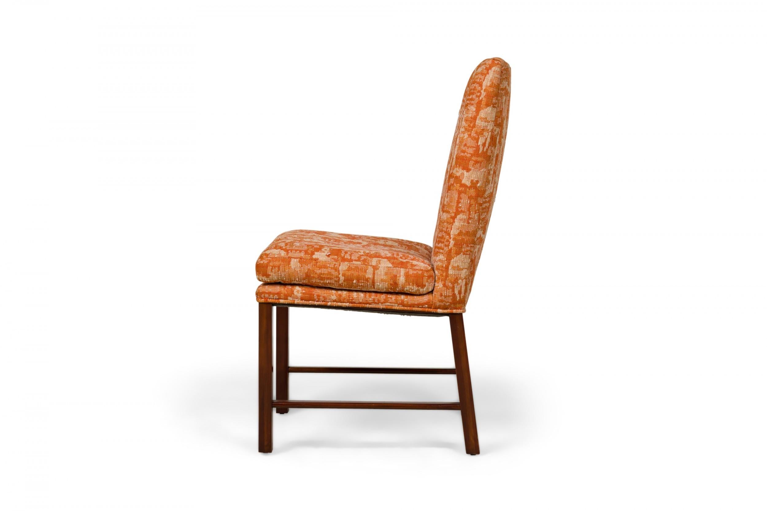 Americano Set di 6 sedie da pranzo in legno con rivestimento astratto beige/arancio in vendita