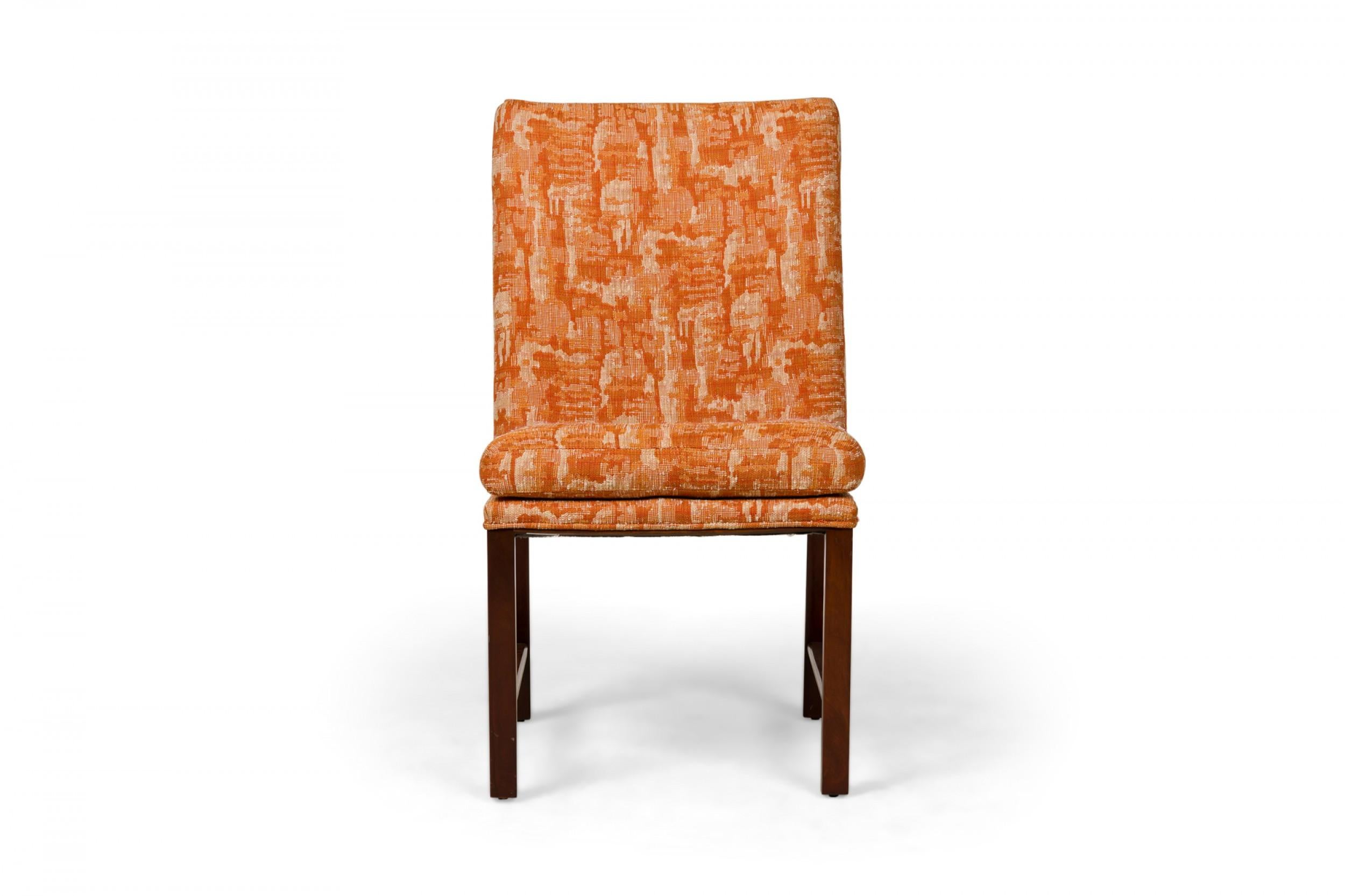 Tessuto Set di 6 sedie da pranzo in legno con rivestimento astratto beige/arancio in vendita
