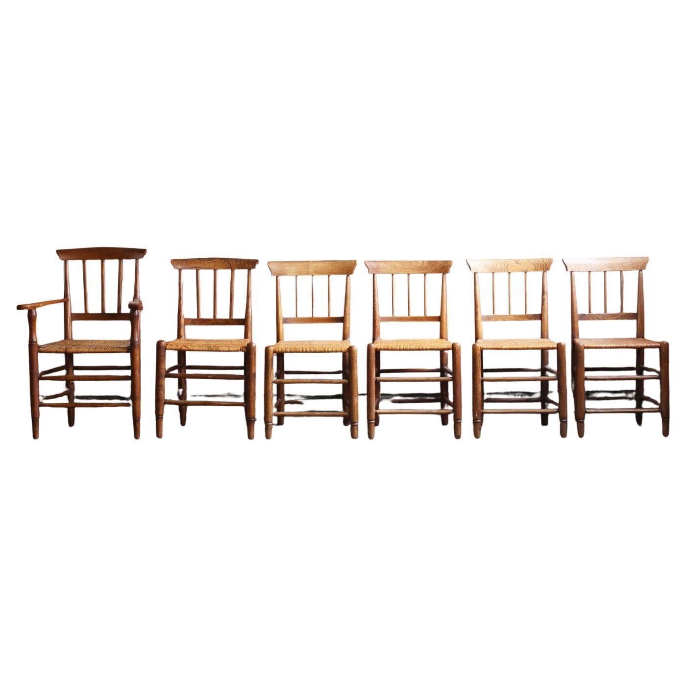 Set di 6 sedie folkloristiche in legno in vendita 5