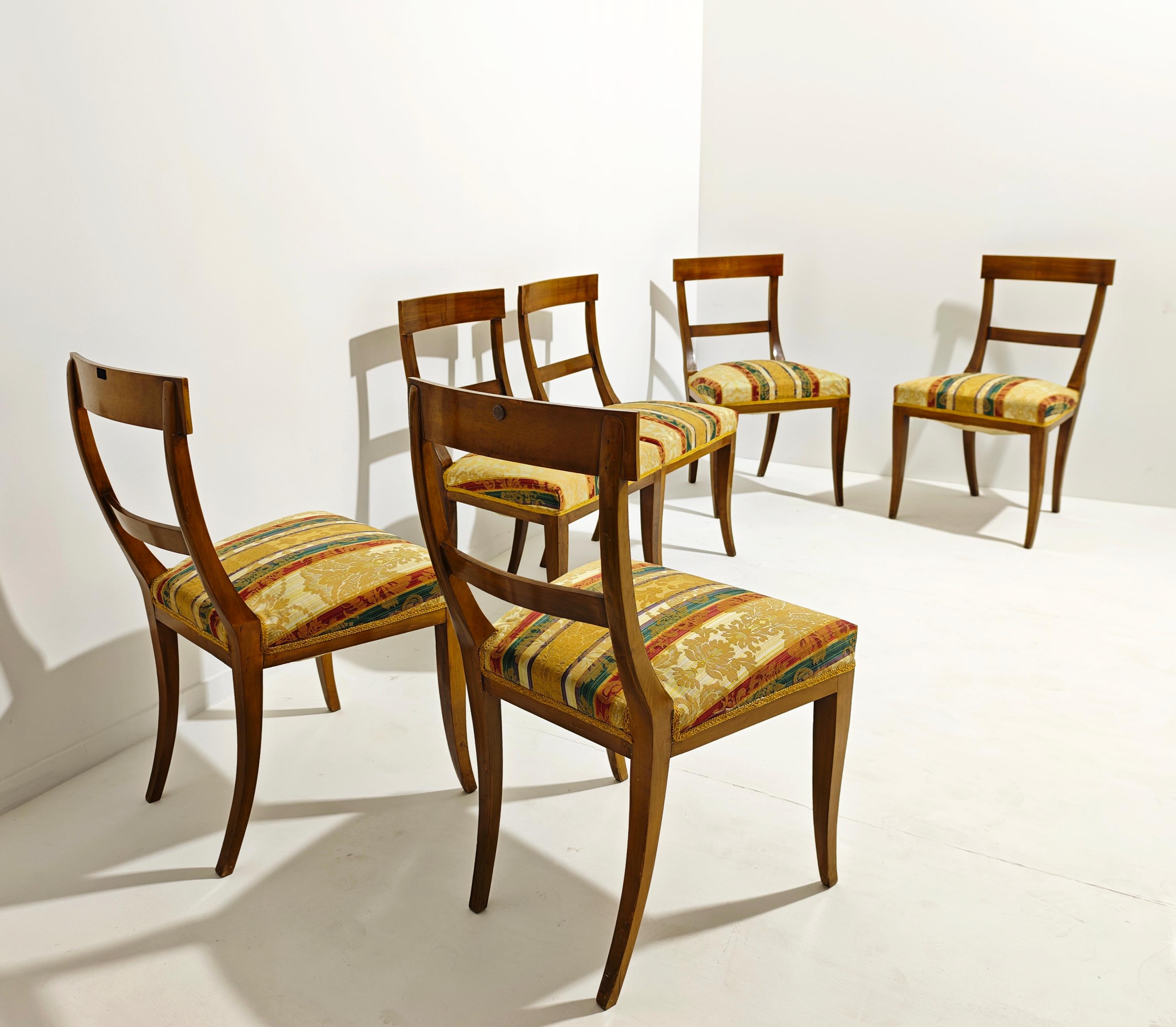 Empire Set of 6 Wooden Gondola Chairs From the Early 19th Century For Sale