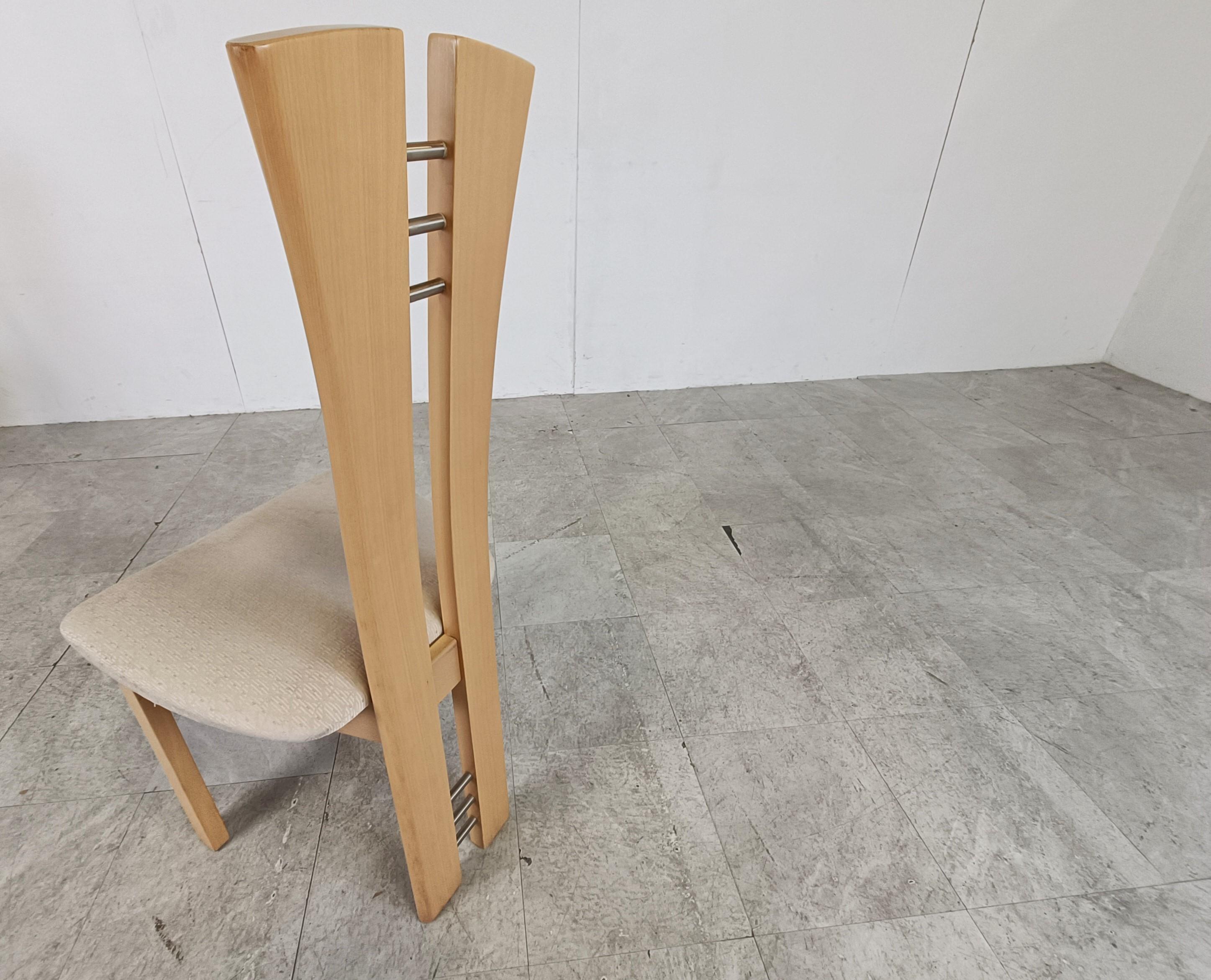 Set of 6 Wooden High Back Dining Chairs, 1990s For Sale 3