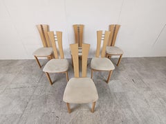 Set of 6 Wooden High Back Dining Chairs, 1990s