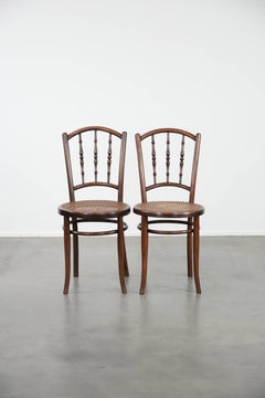 Juego de 6 sillas de bistro vintage de madera de Jacob and Josef Kohn Wien