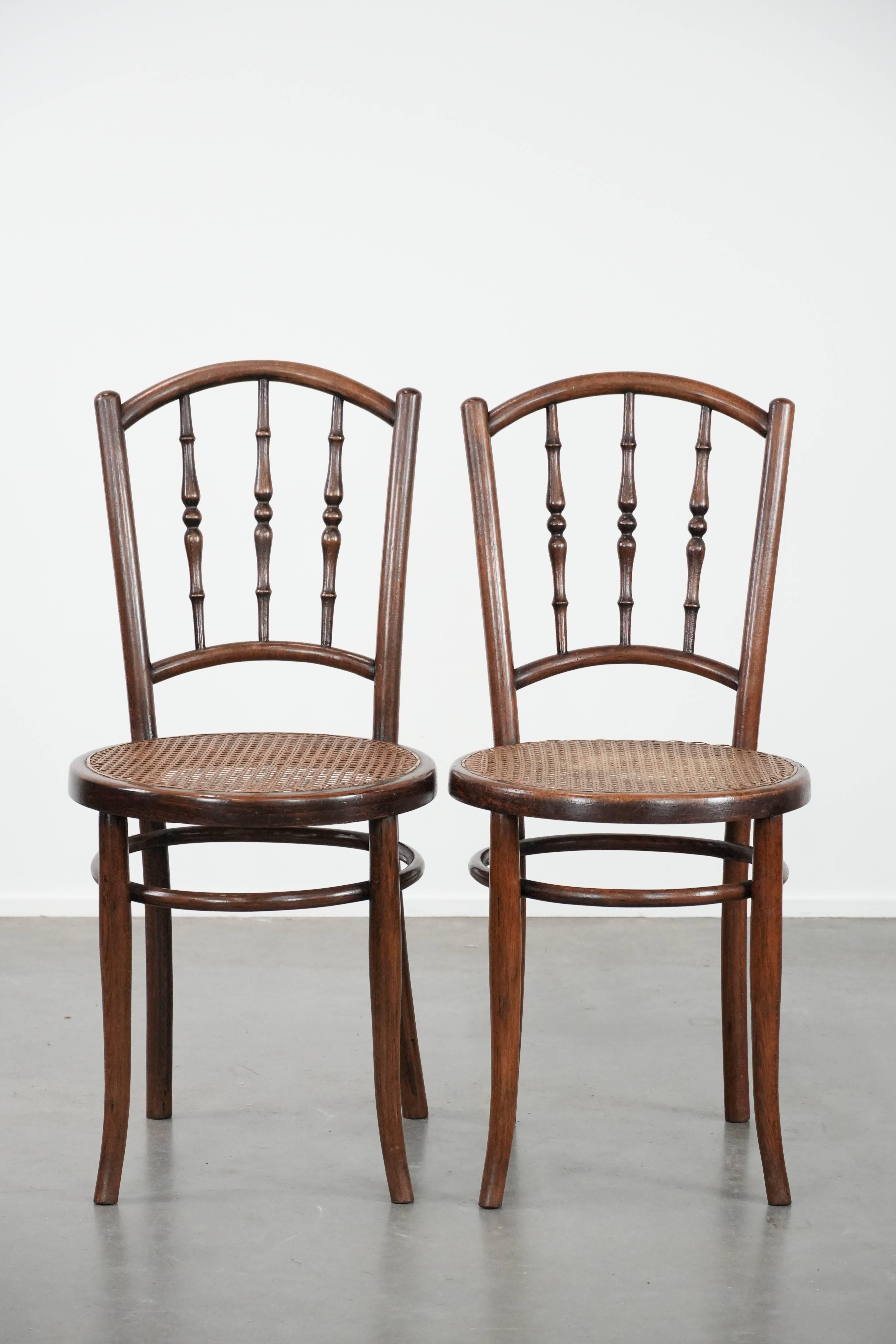 Set of 6 wooden vintage bistro chairs by Jacob & Josef Kohn Wien (Handgefertigt) im Angebot