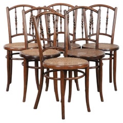Set of 6 wooden vintage bistro chairs by Jacob & Josef Kohn Wien