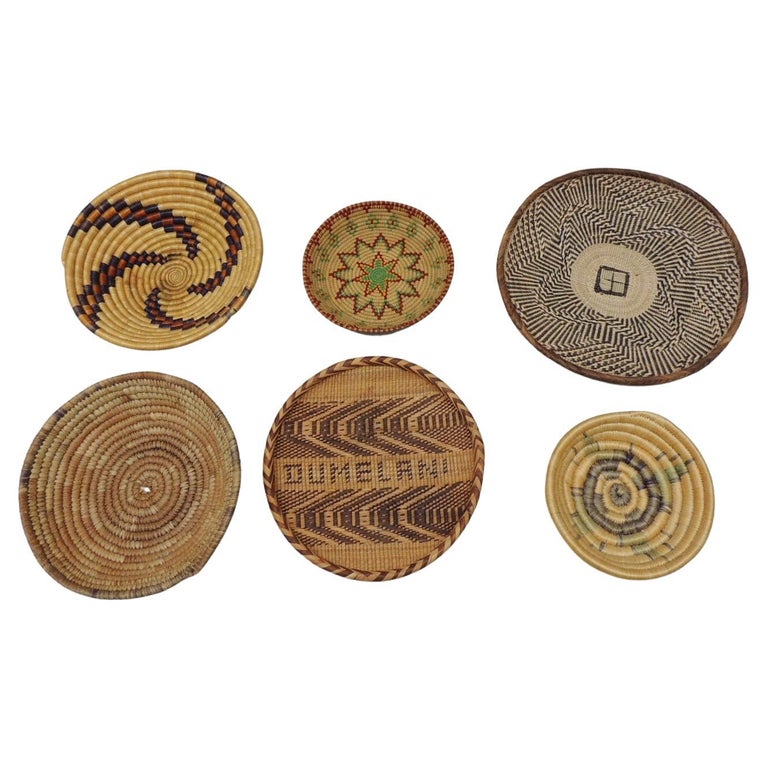 Set of '6' Woven Decorative Gallery Wall Woven Baskets For Sale at 1stDibs