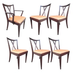 Ensemble de 6 chaises de salle à manger à dossier en X de Paul Frankl