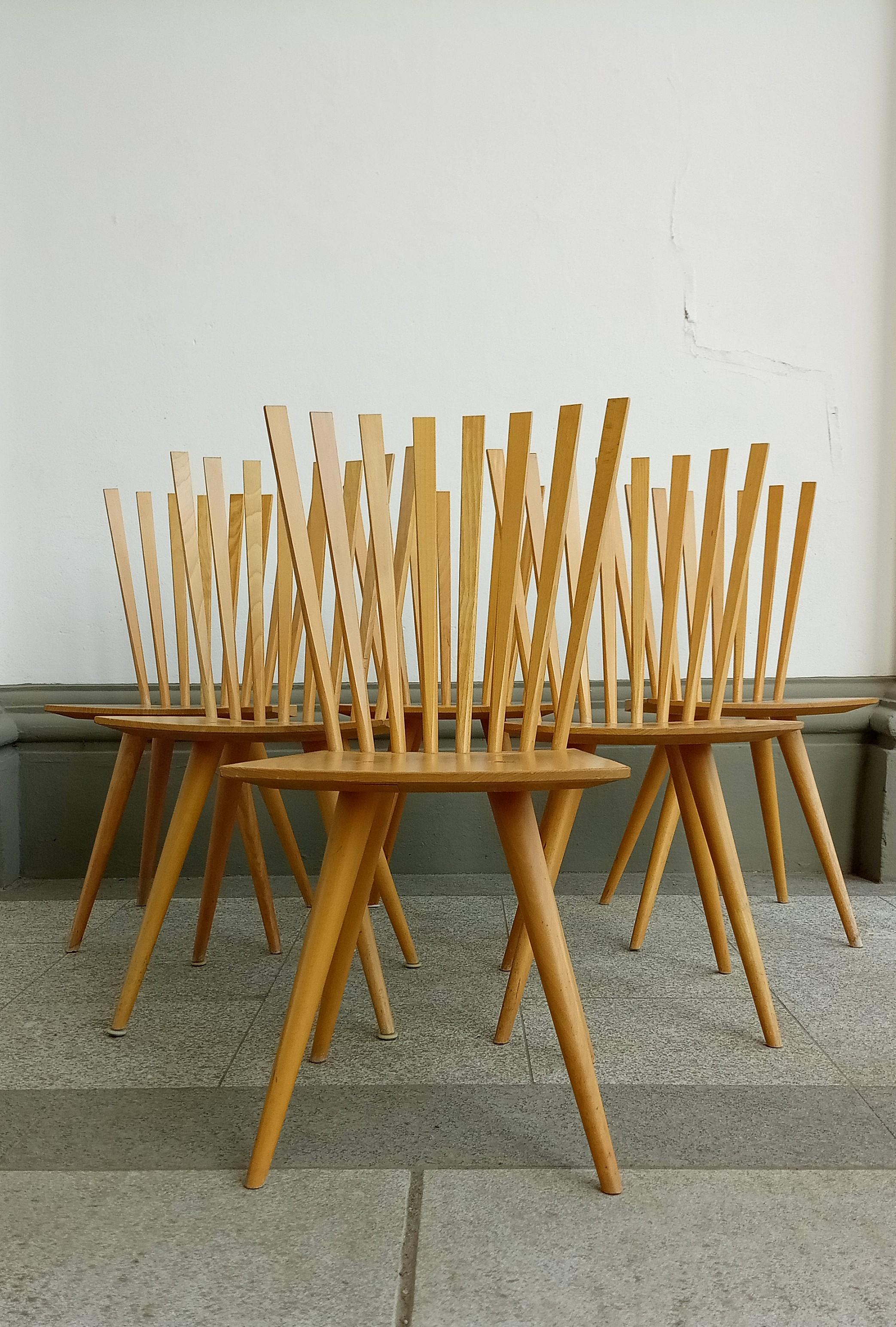 Scandinave moderne Ensemble de 6 chaises Mikado de Foersom & Hiort -Lorenzen pour Frederica en vente