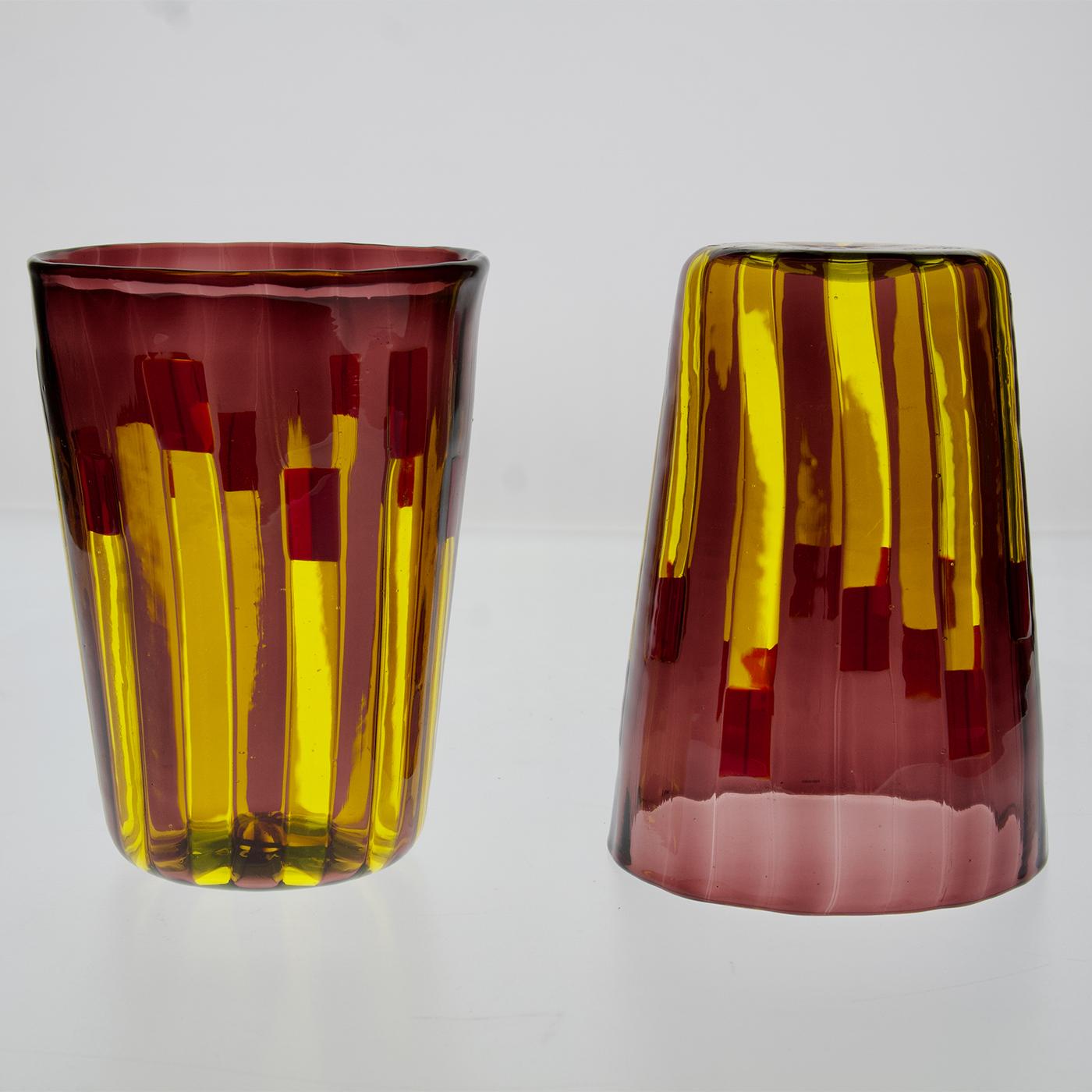 Lot de 6 gobelets en verre jaune et améthyste  par Silvio Piattelli en vente 7