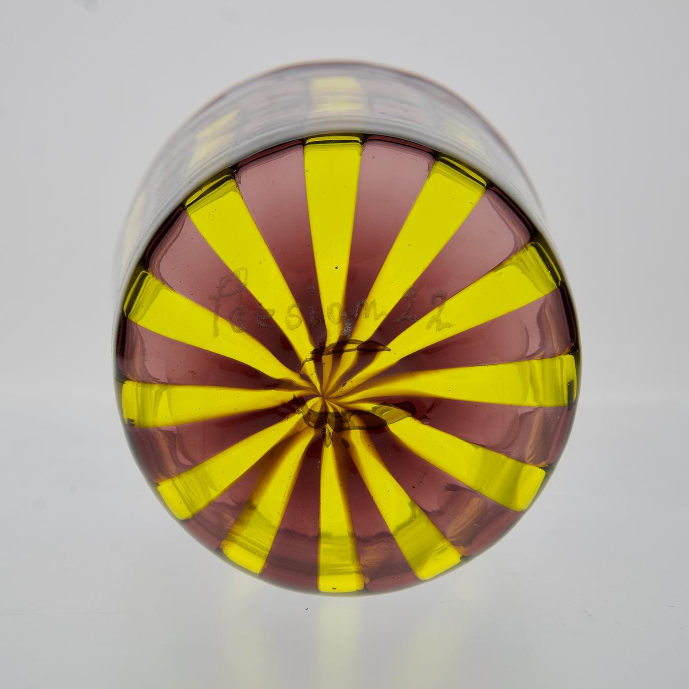 Lot de 6 gobelets en verre jaune et améthyste  par Silvio Piattelli en vente 1