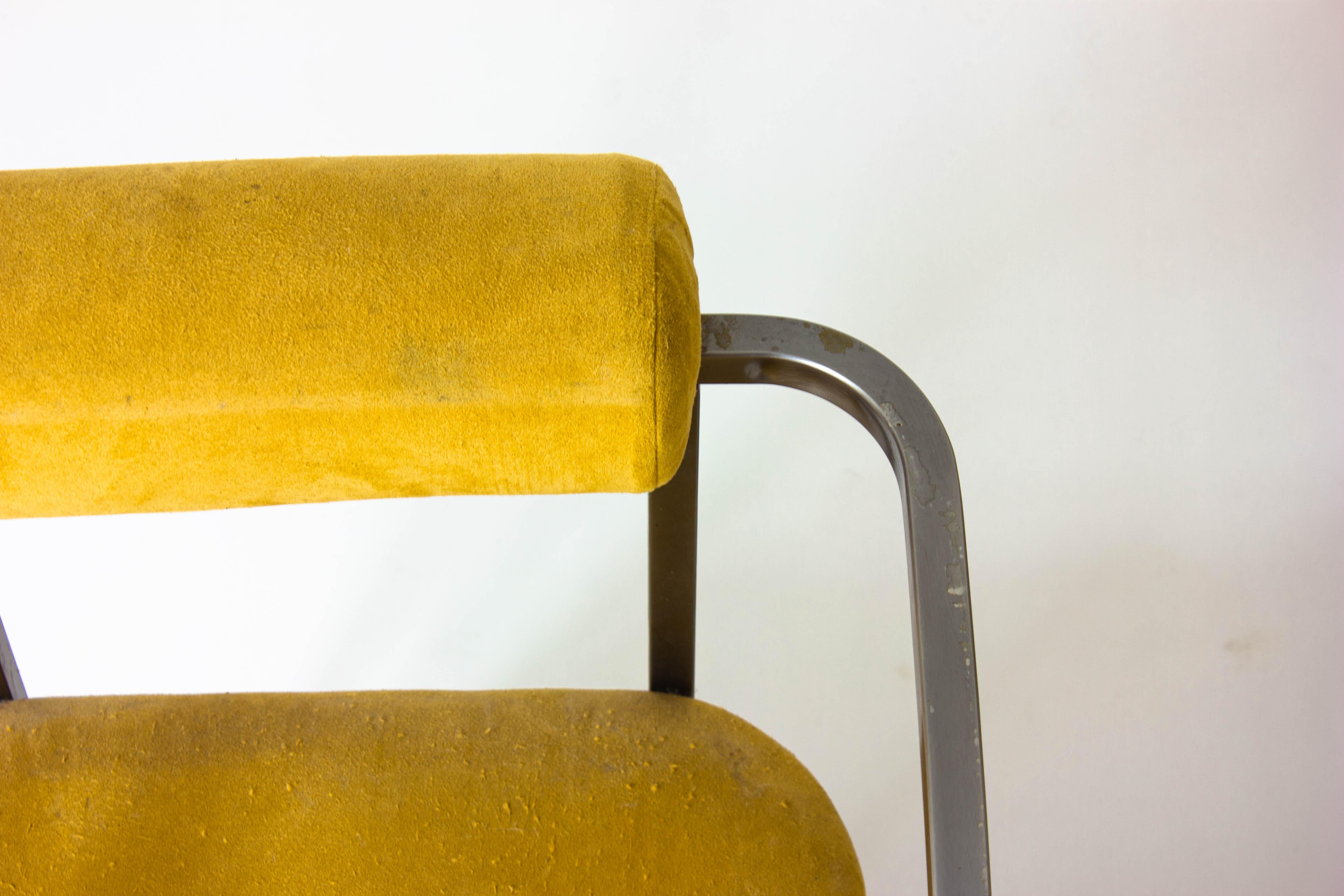 Belgian Set of 6 yellow dining chairs by Belgochrom, 1980s
