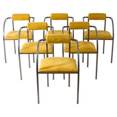 Set of 6 yellow dining chairs by Belgochrom, 1980s