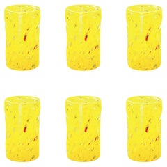 Set of 6 Yellow Handmade Unique Goto Murano Drinking Glasses