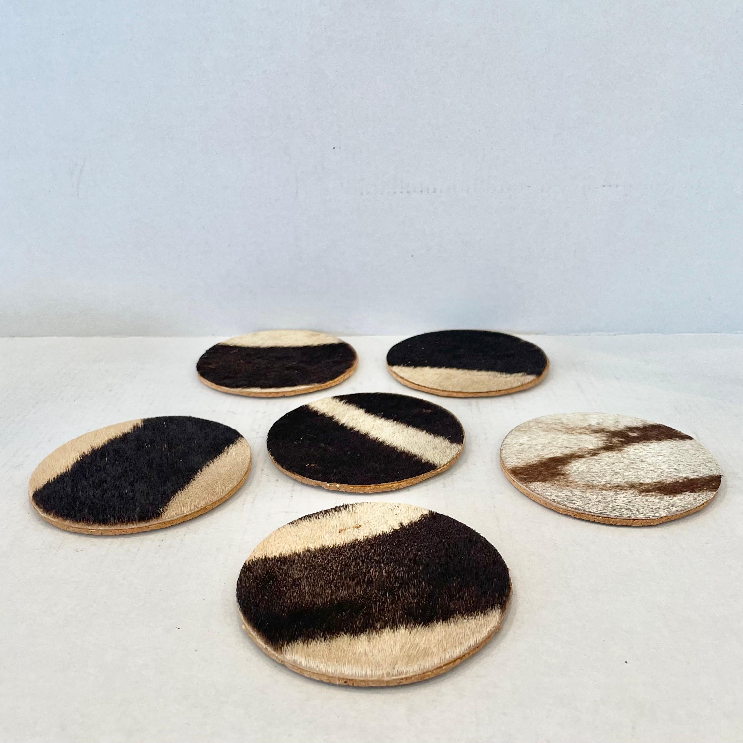 Set of 6 Zebra Hide Coasters, 1950s 5