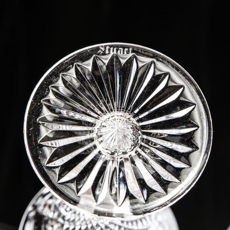 Set of 60 Modernist Etched Crystal Glasses by Stuart with Neoclassical Detailing For Sale 5