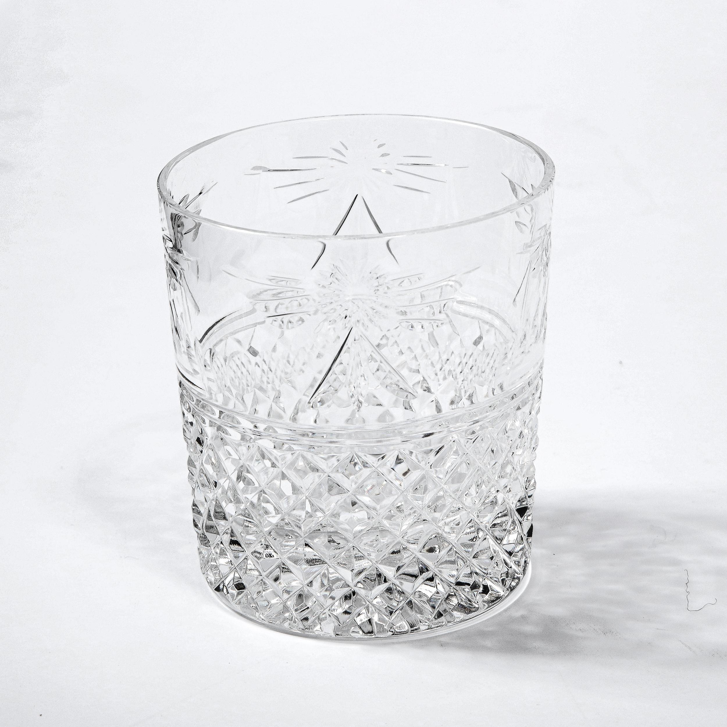 Set of 60 Modernist Etched Crystal Glasses by Stuart with Neoclassical Detailing For Sale 3