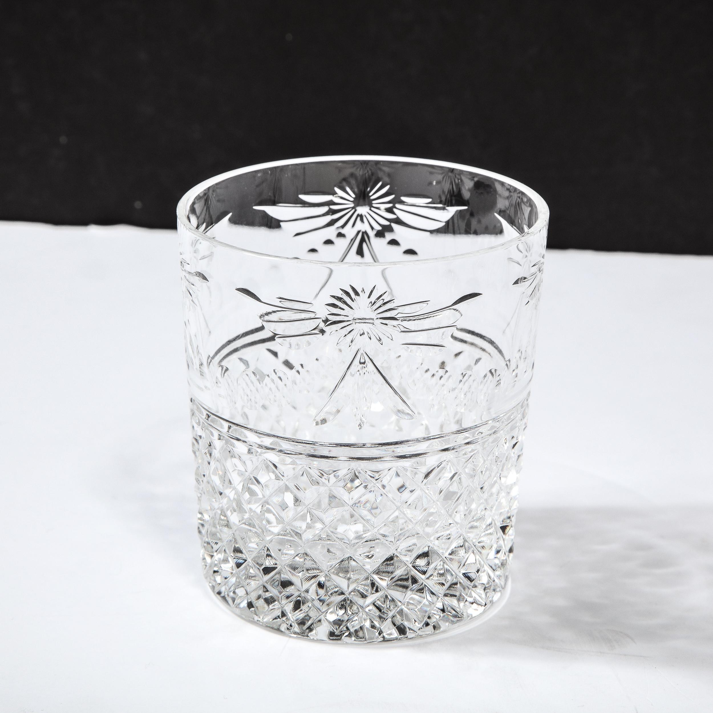 Set of 60 Modernist Etched Crystal Glasses by Stuart with Neoclassical Detailing For Sale 7