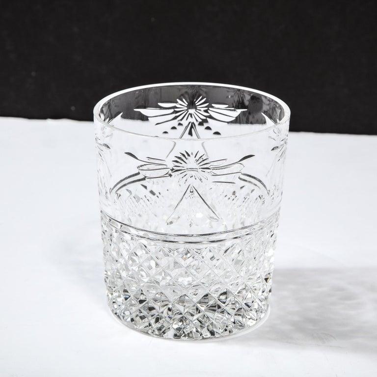 Set of 60 Modernist Etched Crystal Glasses by Stuart with Neoclassical Detailing For Sale 10