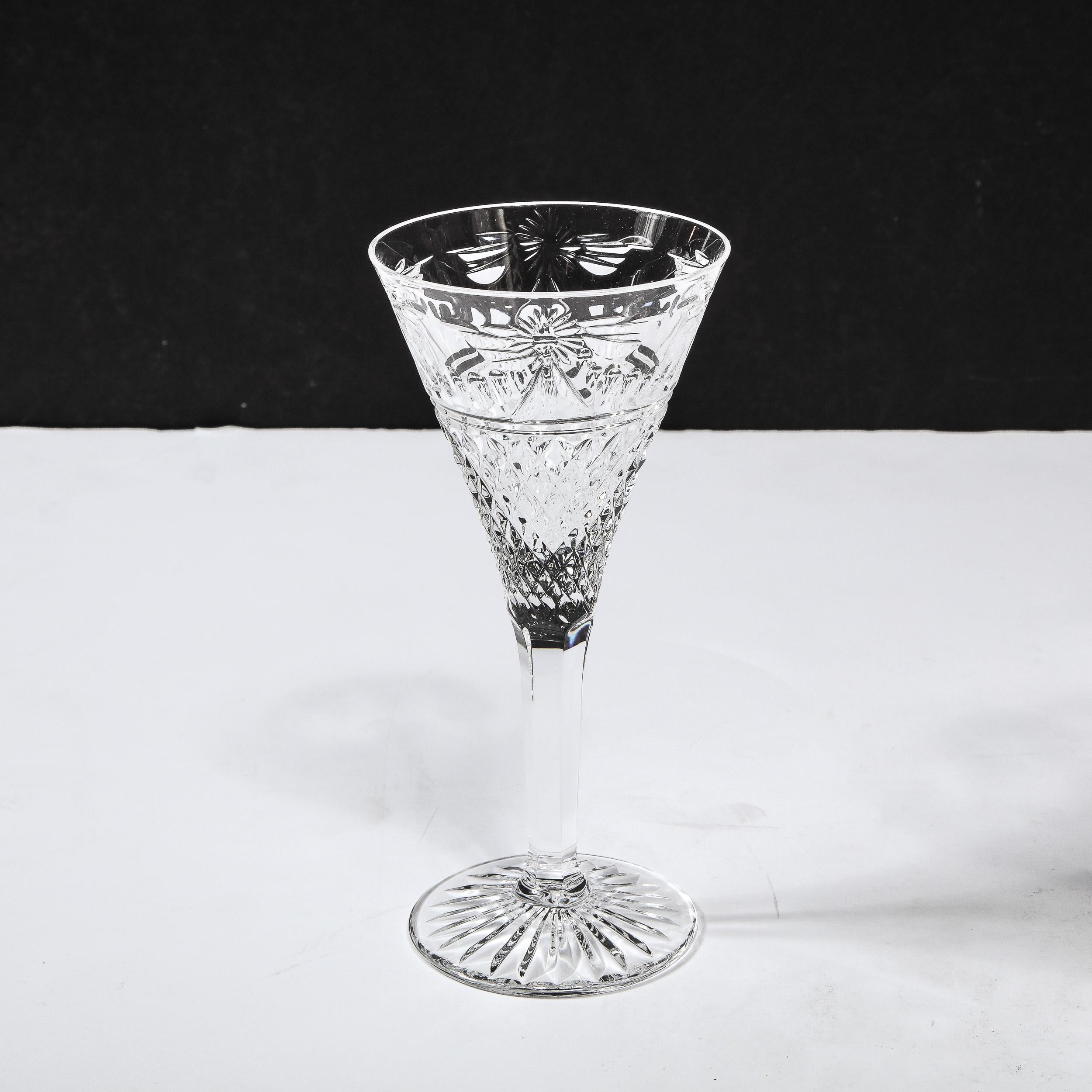 Set of 60 Modernist Etched Crystal Glasses by Stuart with Neoclassical Detailing For Sale 8