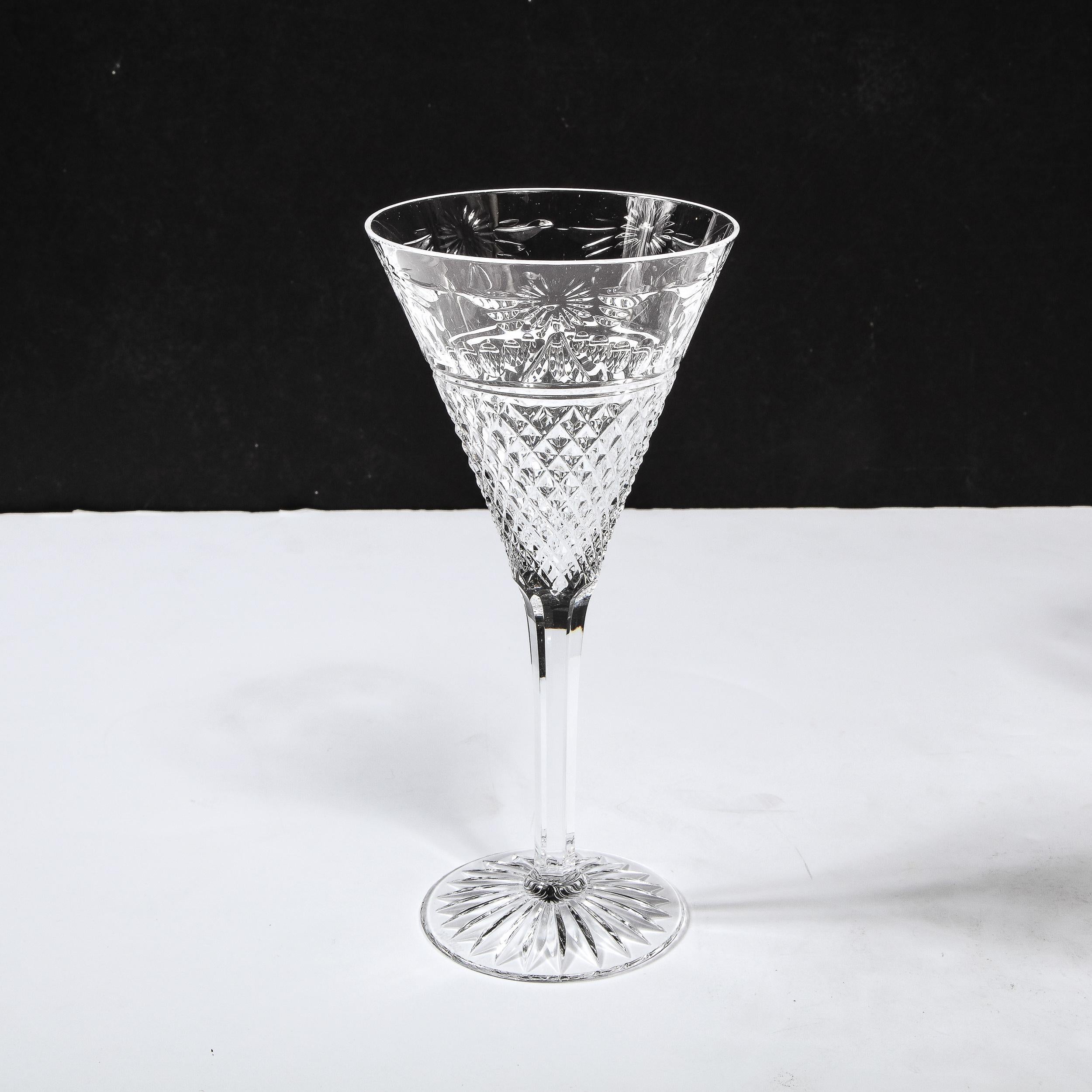 Set of 60 Modernist Etched Crystal Glasses by Stuart with Neoclassical Detailing For Sale 9