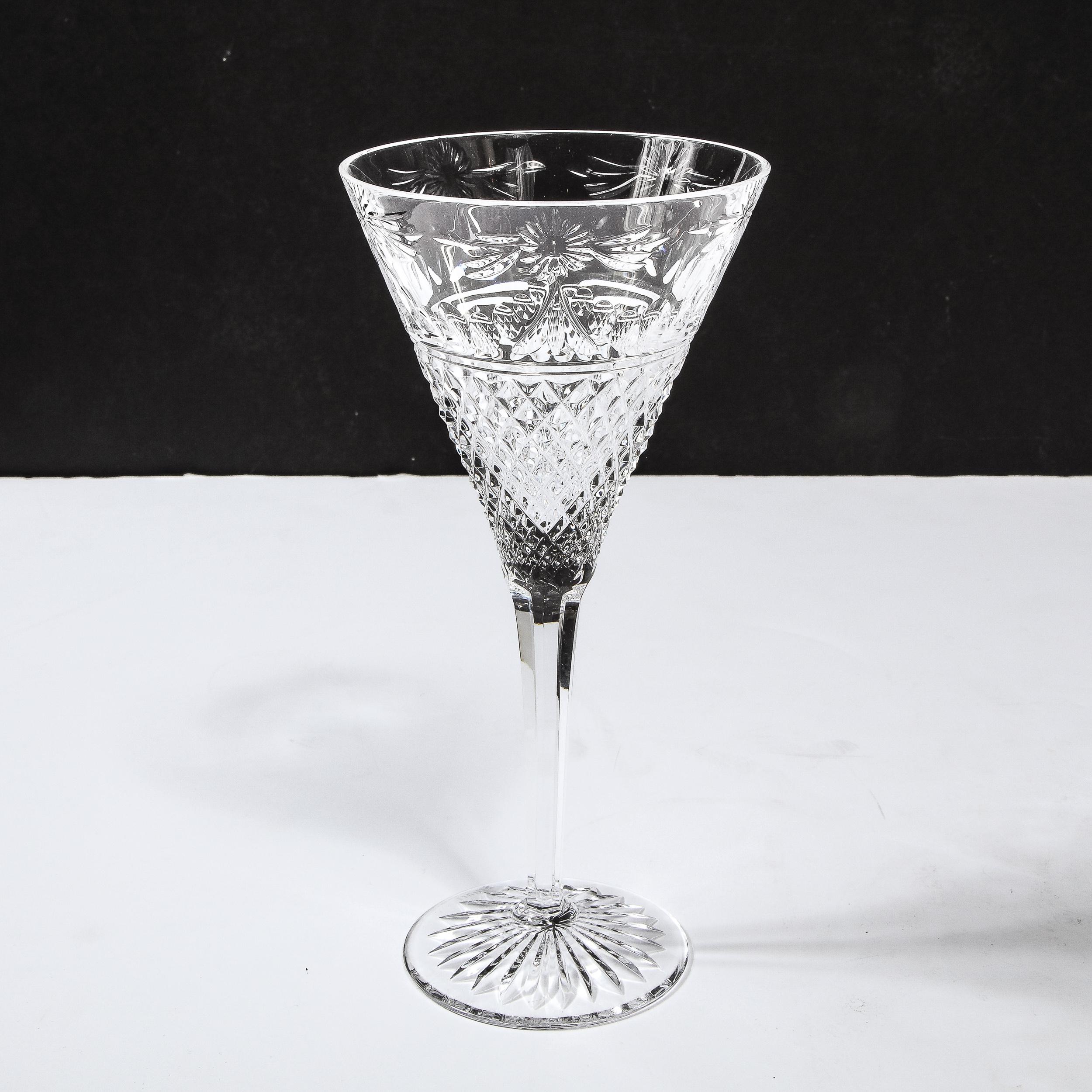 Set of 60 Modernist Etched Crystal Glasses by Stuart with Neoclassical Detailing For Sale 10