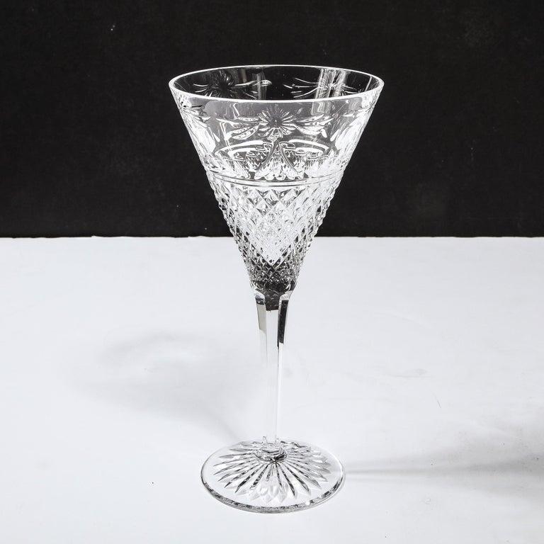 Set of 60 Modernist Etched Crystal Glasses by Stuart with Neoclassical Detailing For Sale 13