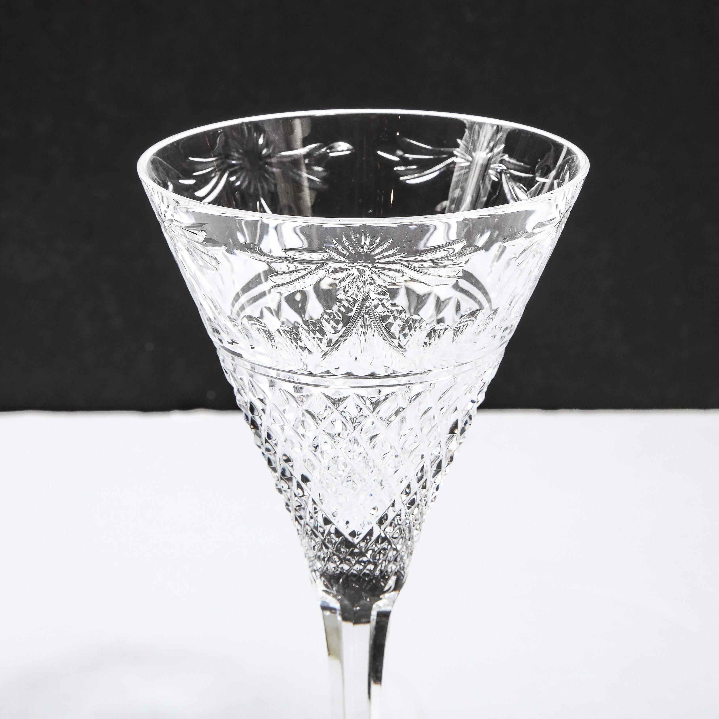 Set of 60 Modernist Etched Crystal Glasses by Stuart with Neoclassical Detailing For Sale 11
