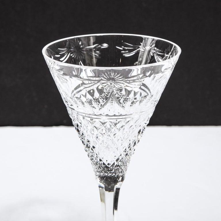 Set of 60 Modernist Etched Crystal Glasses by Stuart with Neoclassical Detailing For Sale 14