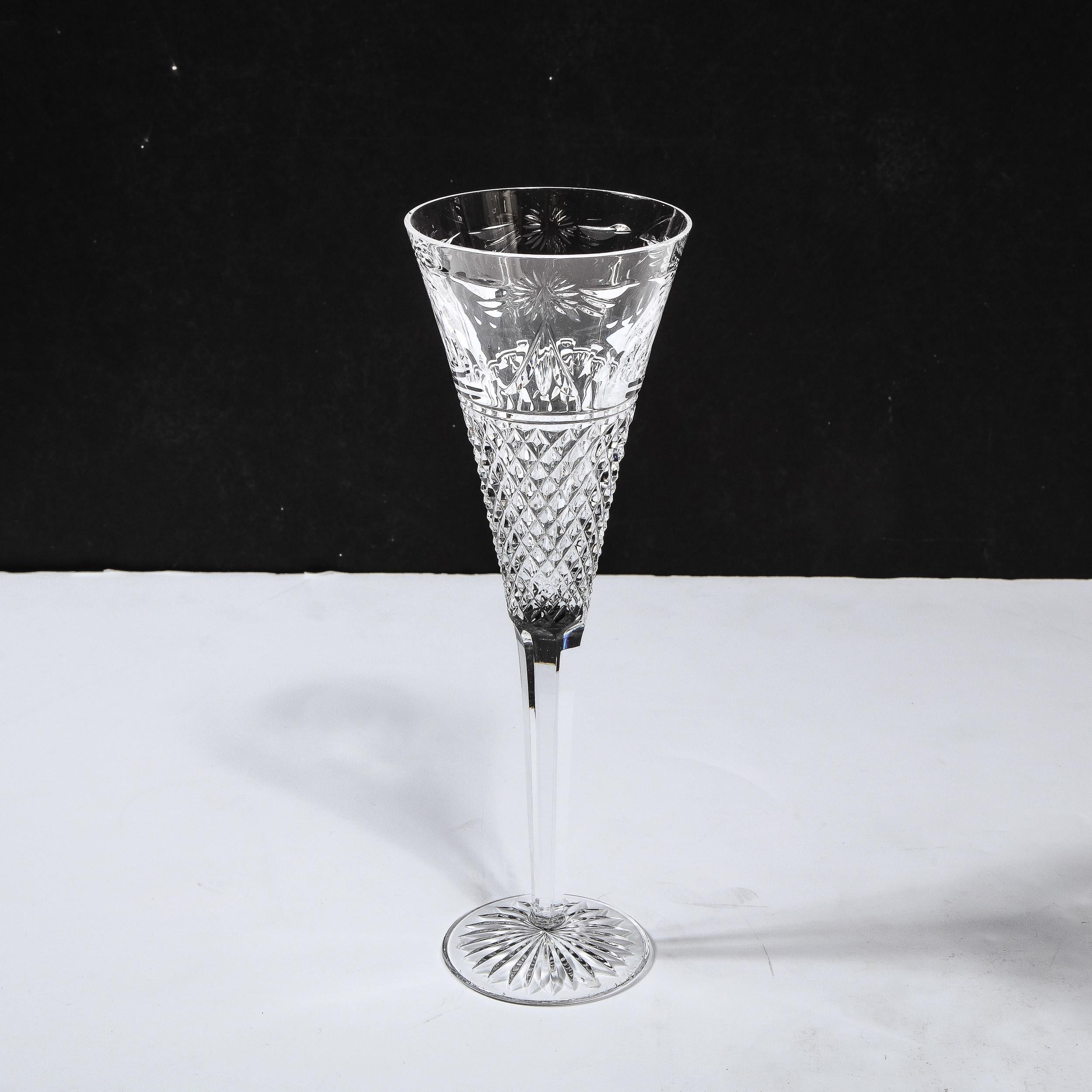 Set of 60 Modernist Etched Crystal Glasses by Stuart with Neoclassical Detailing For Sale 12