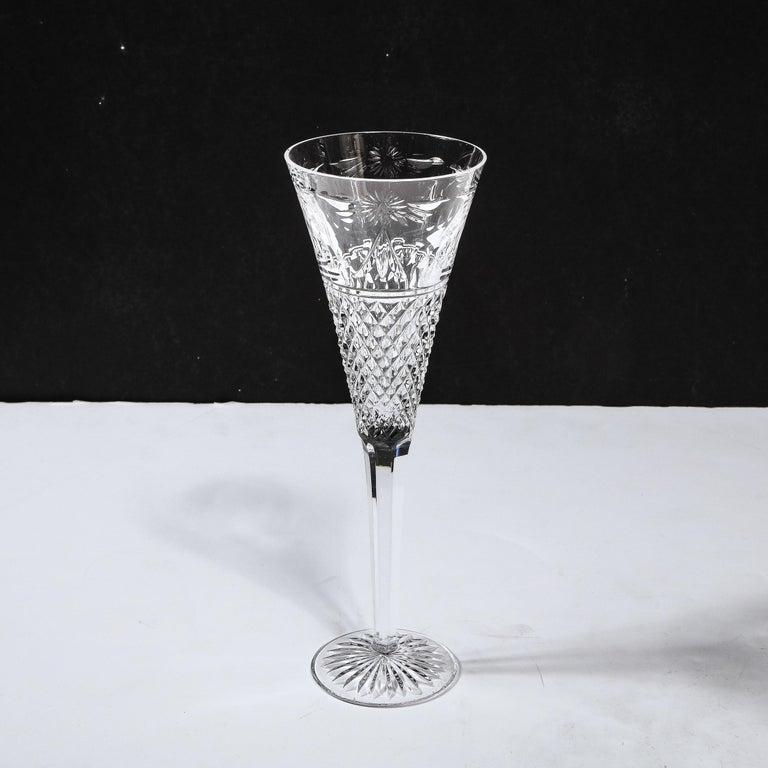 Set of 60 Modernist Etched Crystal Glasses by Stuart with Neoclassical Detailing For Sale 15