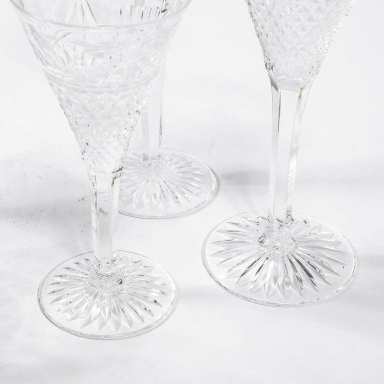 Set of 60 Modernist Etched Crystal Glasses by Stuart with Neoclassical Detailing In Excellent Condition For Sale In New York, NY