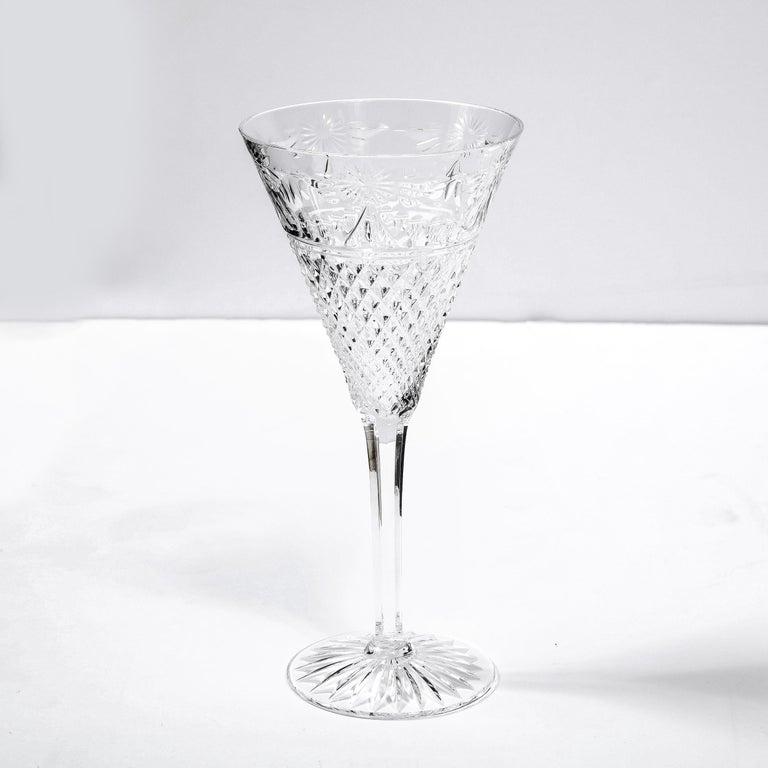 Set of 60 Modernist Etched Crystal Glasses by Stuart with Neoclassical Detailing For Sale 3