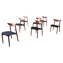 Set of 6+1 Harry Ostergaard Danish Modern Teak Dining Chairs