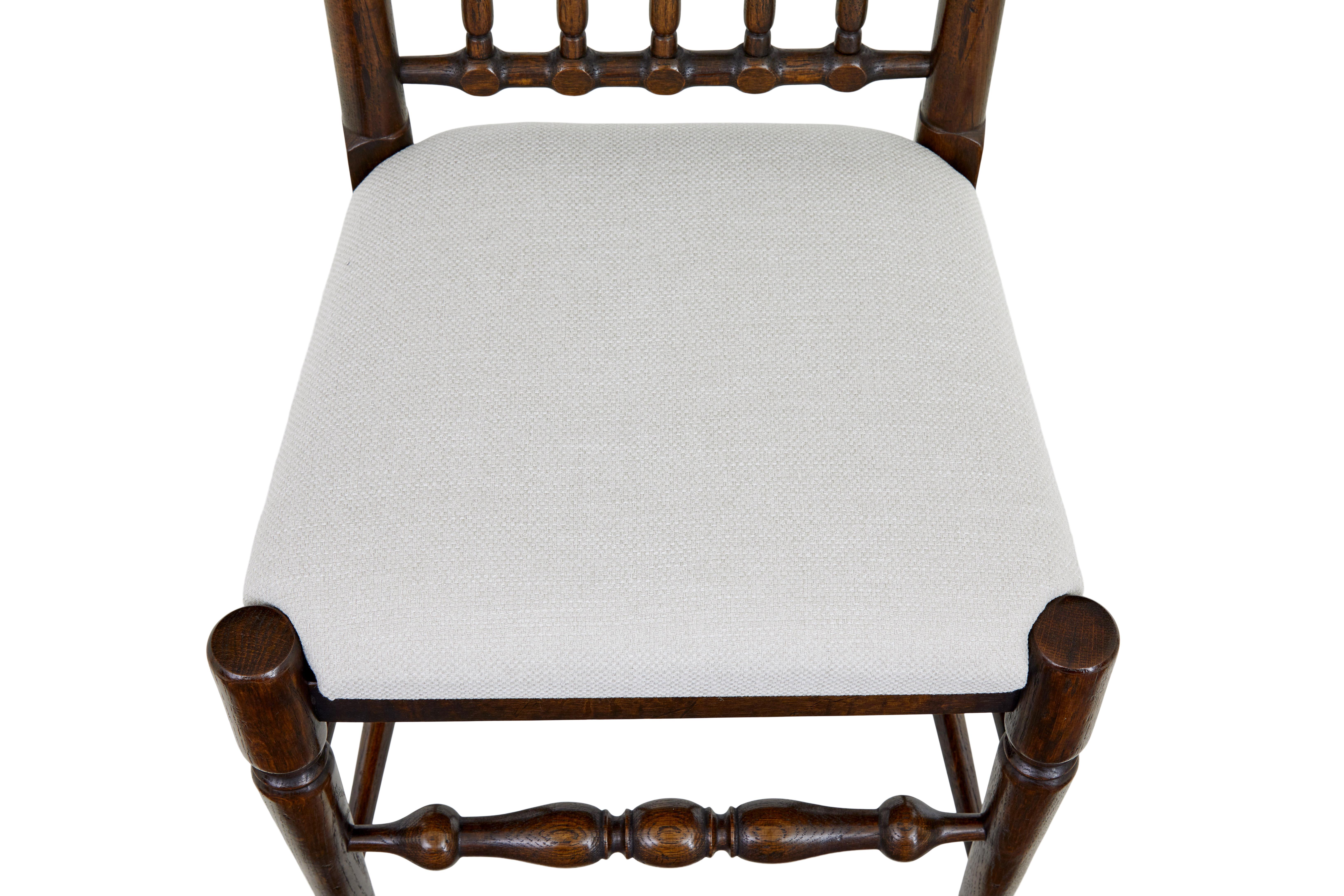 Fabric Set of 6+2 oak spindle back dining chairs