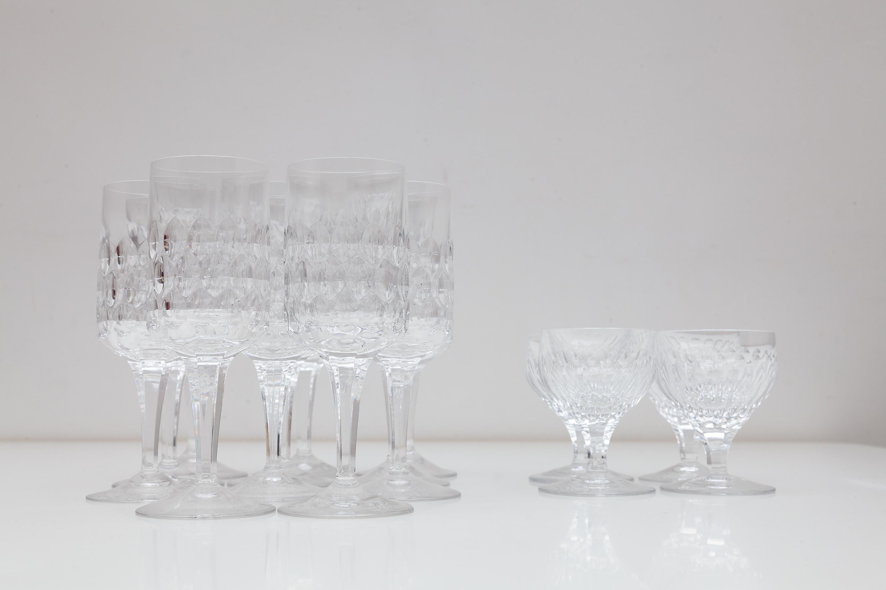 Set of 64 Crystal Wine and Water Glass Service For Sale 4