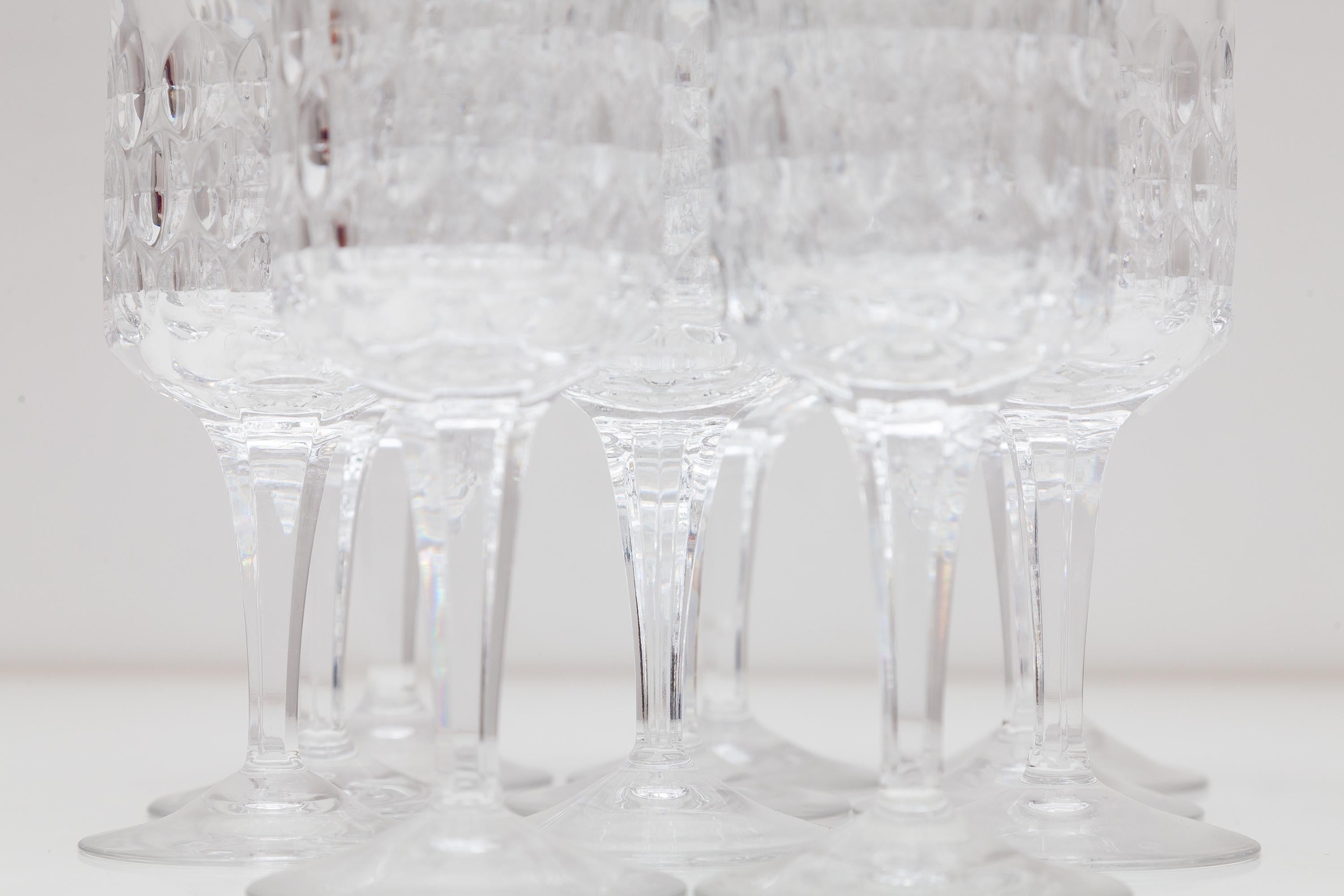 Set of 64 Crystal Wine and Water Glass Service For Sale 6