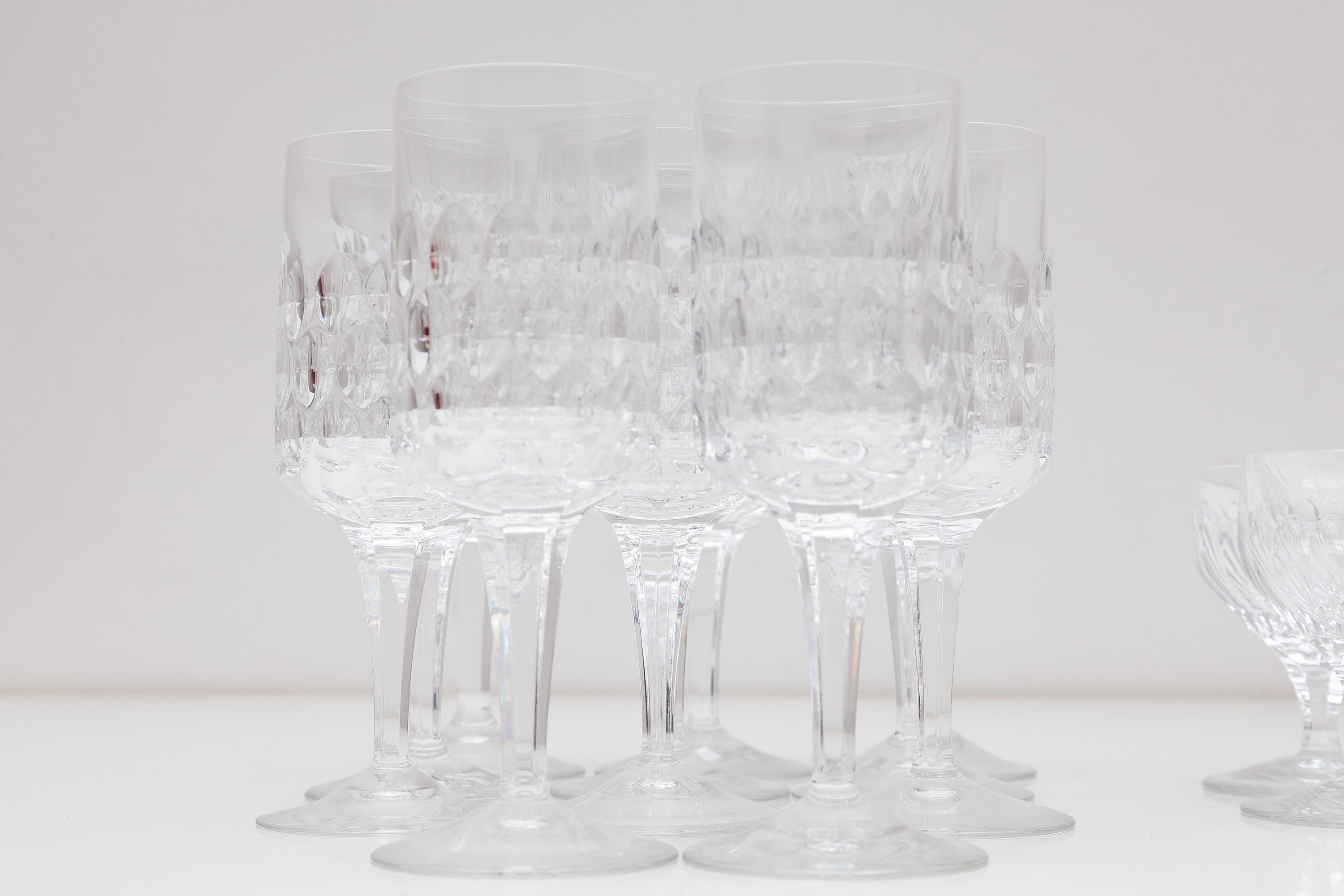 Set of 64 Crystal Wine and Water Glass Service For Sale 7