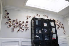 Set Of 65 Raku Wall Sculpture in Violet Porcelain by Natalya Sevastyanova