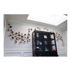 Set Of 65 Raku Wall Sculpture in Violet Porcelain by Natalya Sevastyanova