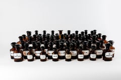 Set Of 67 Vintage Amber Apothecary Bottles, Europe