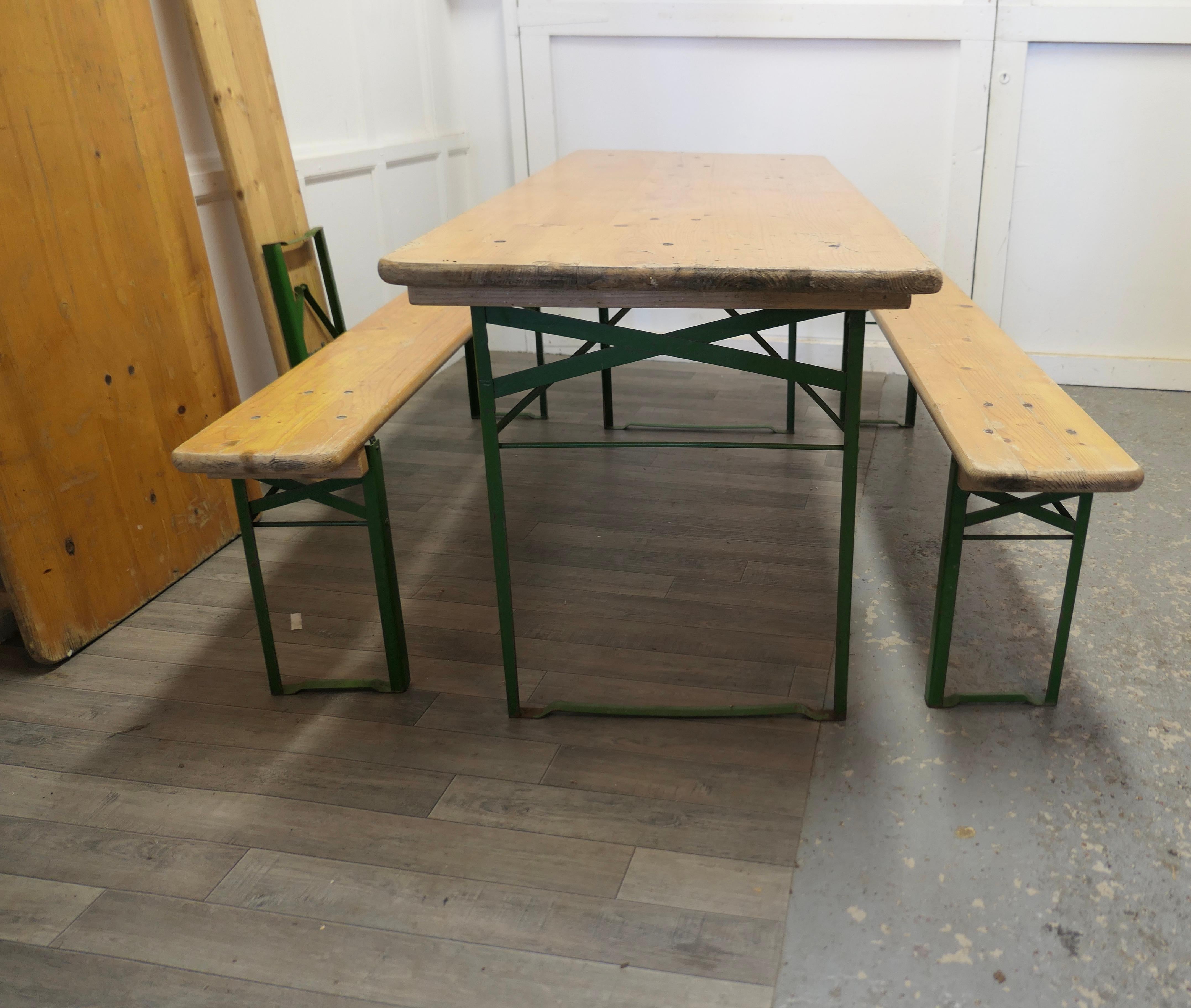 Industrial Set of 6ft Pine Picnic Table and Benches We Have 2 of These Available For Sale