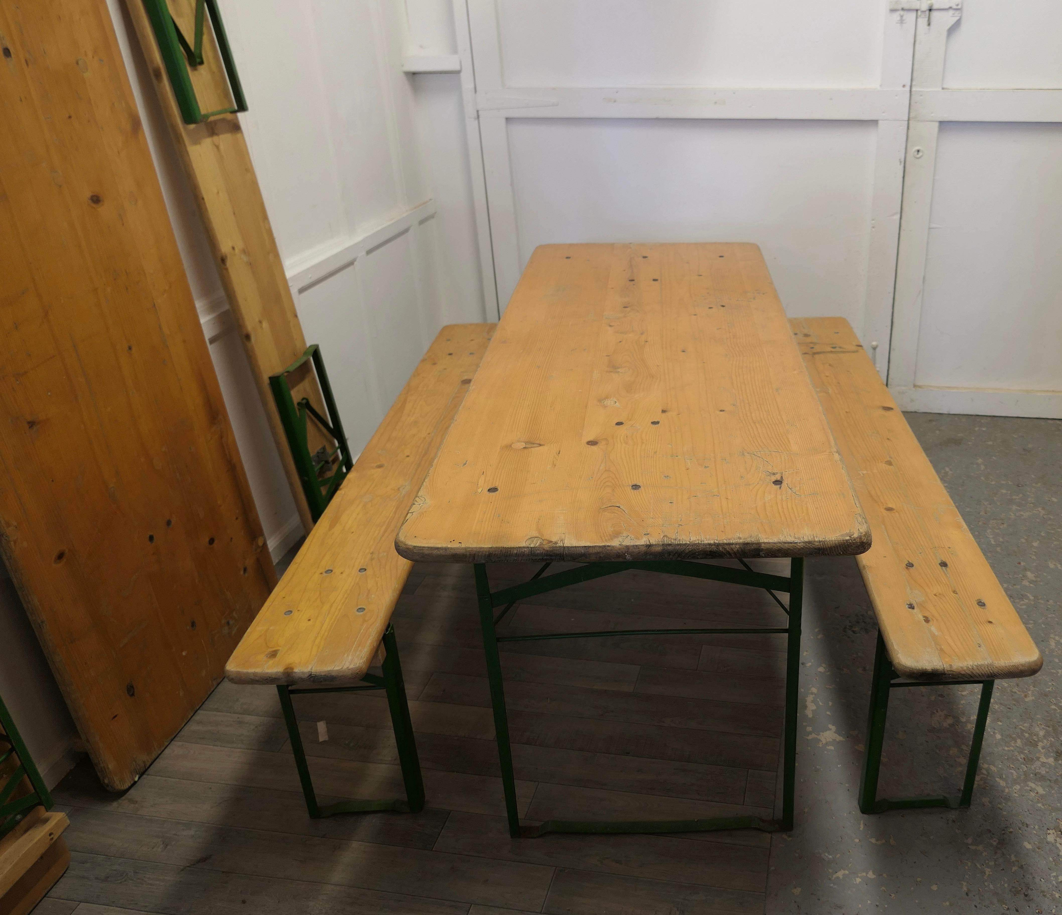 Mid-20th Century Set of 6ft Pine Picnic Table and Benches We Have 2 of These Available For Sale