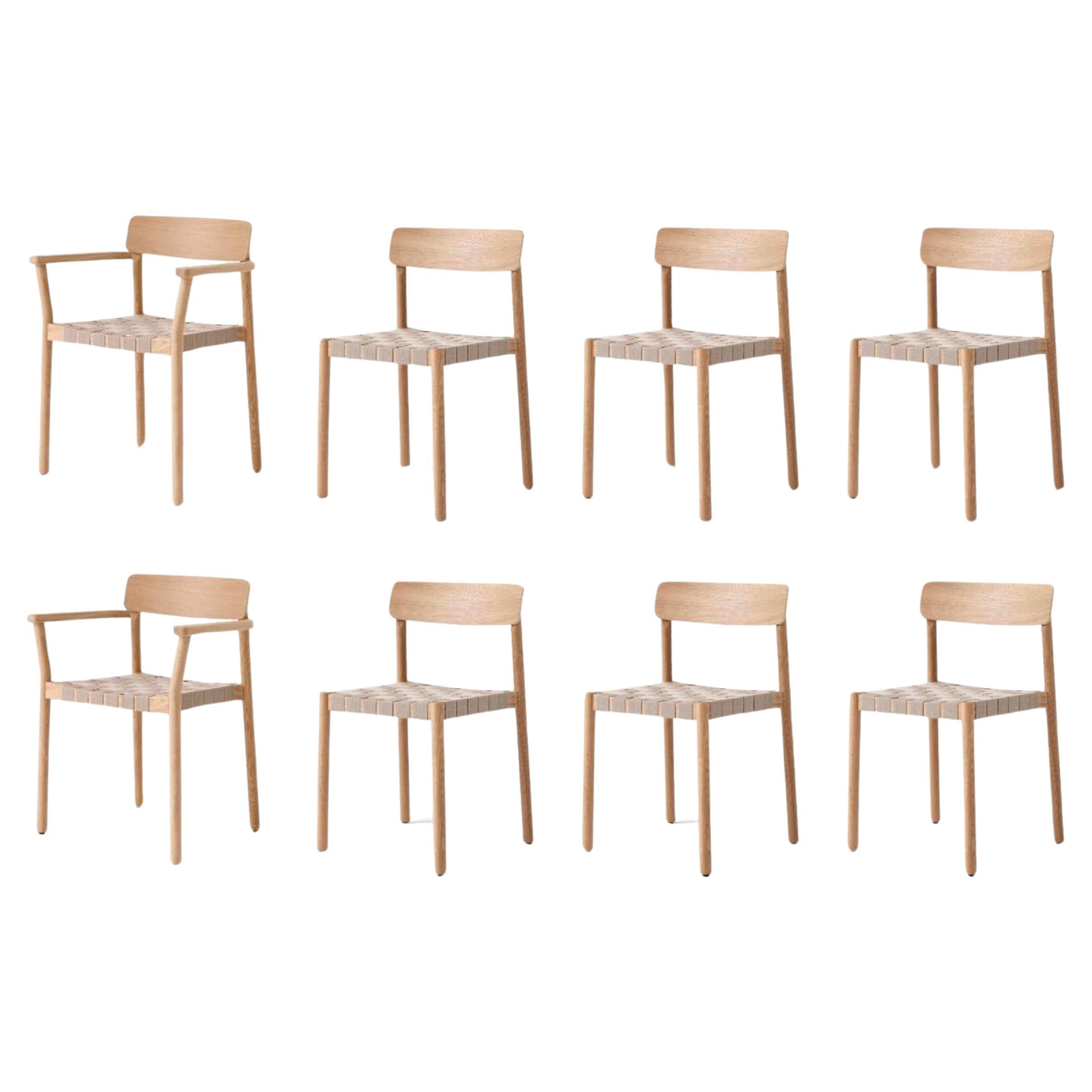 Set of 6TK1 & 2TK9 Betty Chairs, L Oak/Natural Webbing by Thau & Kallio for &T For Sale