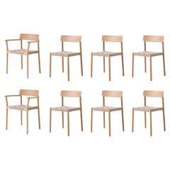 Set of 6TK1 & 2TK9 Betty Chairs, L Oak/Natural Webbing by Thau & Kallio for &T